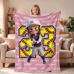 Personalised 3D-Effect Artwork Cartoon Character Photo Soft Throw Blanket with Name Home Decor Birthday Anniversary Gift for Sports Fans Athletes