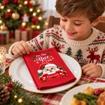 Personalised On the Nice List Christmas Element Design Reusable 100% Cotton Red Napkin with Name Table Decor Christmas Gift for Family