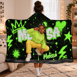 Personalised Cartoon Character Photo Graffiti Style Soft Hooded Blanket with Name Home Decor Birthday Gift for Teenagers Graffiti Lovers 7
