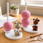 Personalized Portable 3D Printed Bear Knitting Needle Organizer with Text Daily Use Birthday Gift for Knitters DIY Craft Lovers