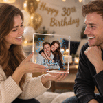 Personalised Balloon Heart Milestone Photo Square Acrylic Plaque with Name and Number Table Decor Birthday Party Gift for Besties Family Couple Kids
