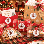 Gepersonaliseerde schattige kerstmuts met 3D-effect, cartoonfiguurtje in zittende houding, fotostickers met naam, cadeauverpakkingsetiket, kerstcadeau voor kinderen 5