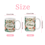Tasse en céramique personnalisée « Mahjong Floral Multicolor » de 11 oz ou 15 oz, avec sous-verre et prénom – Cadeau d'anniversaire pour les amateurs et joueurs de mah-jong, idéal pour une soirée mah-jong 9