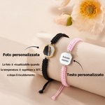 Un amore che solo il vostro calore può rivelare - Bracciale intrecciato regolabile personalizzato con foto nascosta e attivata dal calore