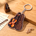 Gepersonaliseerde acryl-sleutelhanger met 3D-effect in de vorm van een gitaar of viool, met naam; geschikt voor dagelijks gebruik, verjaardags- of kerstcadeau voor violisten en gitaristen 3