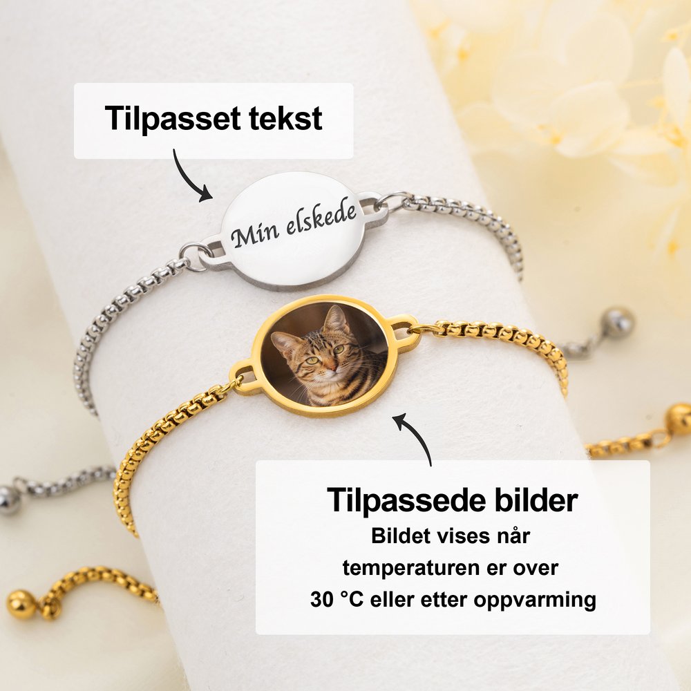 Personlig varmeaktivert justerbart armbånd med skjult bilde i rustfritt stål med inngravert tekst minneverdig gave til bursdag og jubileum til kvinner 3
