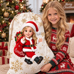 Personalized 3D-Effect Artwork Cartoon Santa Claus Photo Canvas Drawstring Gift Bag with Name Christmas Party Gift for Boys Girls