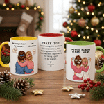 Personalised Watercolor Best Friend Back View 11 oz 15 oz Ceramic Mug with Name and Text Christmas Gift for Besties Women