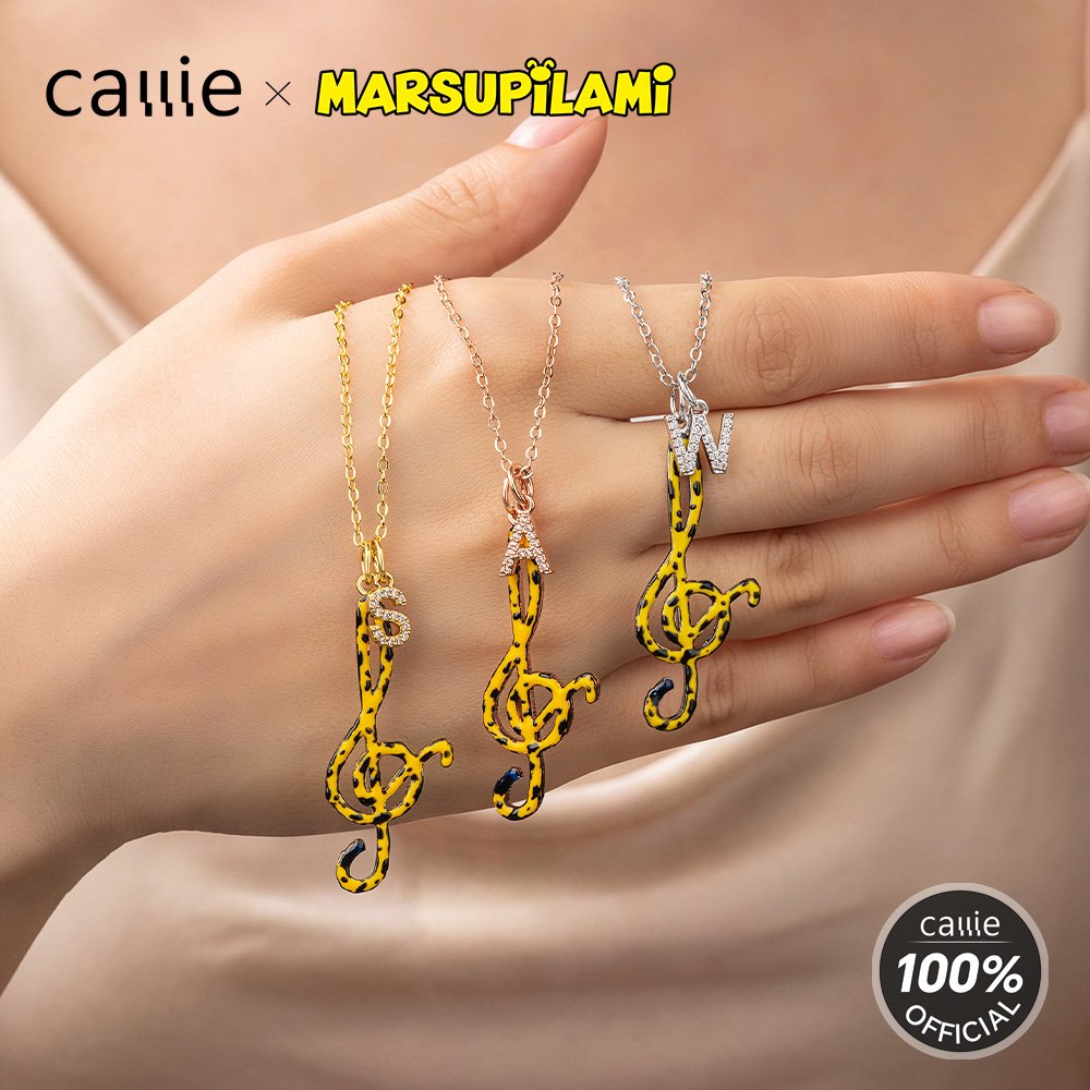 Personalized Cartoon Marsupilami Tail Music Note Sterling Silver Initial Charm Necklace Birthday Gift for Women Girls丨 Callie × Marsupilami® 4