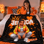 Personalised Graffiti Style Photo Soft Throw Blanket with Name Home Decor Christmas Birthday Gift for Family Friends Graffiti Lovers