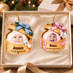 Decorazione natalizia personalizzata in acrilico a forma di gnocchetto al vapore con foto del bambino, nome e anno: decorazione per l'albero di Natale e regalo di Natale per neonati e genitori 7