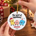 Personalized 3D-Effect Artwork Cartoon Dumpling Ceramic Christmas Ornament with Name and Year Home Decor Christmas Gift for Kids