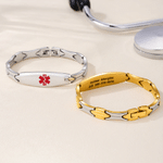 Personalised The Star of Life Medical Alert ID Bracelet with Engraved Text Emergency First Aid Birthday Gift for Women Patients