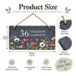 Cartello da giardino personalizzato in pietra naturale con motivi floreali ad acquerello, numero civico e indirizzo: decorazione per la casa, regalo per l'inaugurazione della nuova casa o per le festività, ideale per gli amanti del giardinaggio 8