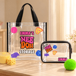 Personalized Cute Cat Toy Dumpling Pattern Clear Tote Bag Storage Bag Set with Name Daily Use Birthday Gift for Kids 1