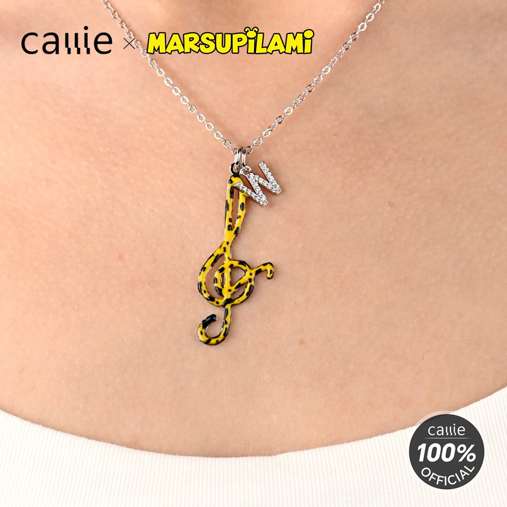 Personalized Cartoon Marsupilami Tail Music Note Sterling Silver Initial Charm Necklace Birthday Gift for Women Girls丨 Callie × Marsupilami® 3