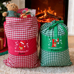 Personalized Plaid Christmas Reindeer Snowflake Christmas Gift Bag with Name and Initial Christmas Gift for Child Boy Girl