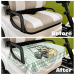 Personalisierte Golf-Tasche mit Geburtsblume – Mehrfarbige Golfwagen-Sitzbezüge mit Streifenmuster und Namen – Geburtstagsgeschenk für Golfbegeisterte