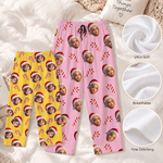 Personalized Candy Cane Santa Hat Cartoon Face Photo Soft Pajama Pants with Elastic Waistband Christmas Gift for Kids Family Friends