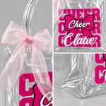 Personalized Cheer Bow Cheerleading Theme Clear Gift Bag with Name and Ribbon Cheer Competition Birthday Gift for Cheerleaders Girls