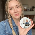 Personalised 3D-Effect Artwork Birth Flower Photo Acrylic Coaster Fridge Magnet with Name Home Decor Birthday Gift for Family Friends