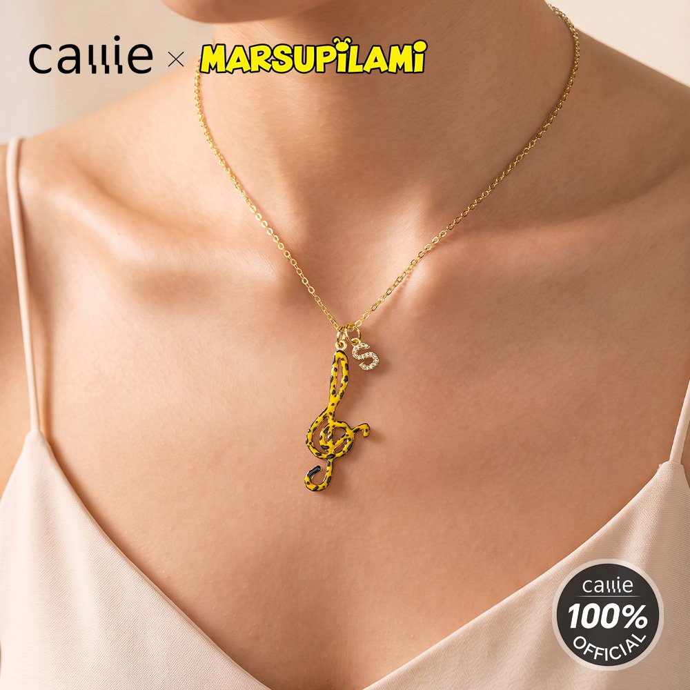 Personalized Cartoon Marsupilami Tail Music Note Sterling Silver Initial Charm Necklace Birthday Gift for Women Girls丨 Callie × Marsupilami® 5
