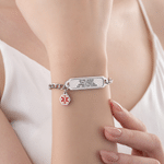 Braccialetto personalizzato con allarme medico nascosto, attivabile con il calore, con testo e ciondolo – Da indossare tutti i giorni – Regalo di compleanno per pazienti affetti da diabete, allergie, epilessia e autismo