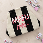 Pochette de rangement personnalisée MAHJ multicolore à rayures pour mah-jong, avec prénom et fermeture à pression « Kiss Lock » : cadeau d'anniversaire idéal pour les soirées de jeu, destiné aux joueurs et amateurs de mah-jong 3
