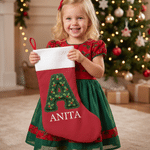 Calza natalizia personalizzata con iniziali multicolori a tema natalizio e nome – Decorazione per la casa – Regalo di Natale per bambini e famiglia 4