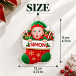 Personalised Christmas Snow Gift Stocking Toy Box Face Photo Acrylic Ornament with Name Home Decor Christmas Holiday Gift for Family Friends