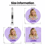 Personalized Oil Painting Style Photo PU Leather Heart Round Square Makeup Mirror with Name Birthday Anniversary Gift for Woman Wife Mother 8