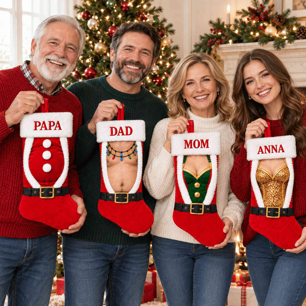 Personalized Novelty Christmas Stockings with Name, Fun Sexy Christmas Party & Holiday Decor, Holiday Gift for Family/Friends