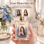 Personalised Birth Flower Portrait Photo Refillable Perfume Bottle with Name Daily Use Birthday Gift for Women Girls