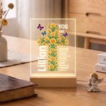 Personalized Cross Bible Verse Birth Flower You Are Loverd Acrylic LED Night Light with Wooden Base Birthday Baptism Gift for Christians Kids