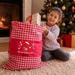 Personalized Plaid Christmas Reindeer Snowflake Christmas Gift Bag with Name and Initial Christmas Gift for Child Boy Girl