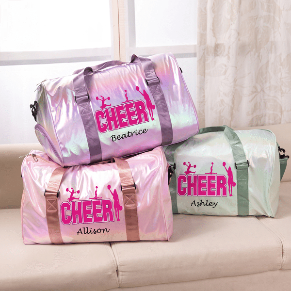 Personalised Cheer Shiny Holographic Large Capacity Duffle Bag with Name Training Use Team Competition Birthday Gift for Cheerleader