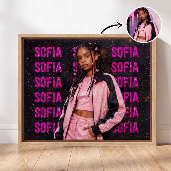 Gepersonaliseerde, moderne fotodoeken in oliestijl met naam – Woonaccessoires, housewarming- en verjaardagscadeau voor familie en vrienden