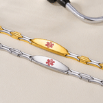 Personalised The Star of Life Medical Alert ID Bracelet with Engraved Text Emergency First Aid Birthday Gift for Women Patients