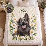 Personalisierte Foto Kuscheldecke | mit Namen & Geburtsblume | Weiche Sofadecke | Geburtstag Weihnachten Geschenk für Familie und Freunde