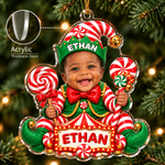 Personalized 3D-Effect Art Baby Face Photo Acrylic Christmas Theme Ornament with Name Tree Decor Christmas Gift for New Parents New Babies