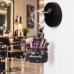 Personalized 3D-Effect Art Hairstylist Keychain with Name Hair Tools Salon Bag Appreciation Birthday Gift for Hairdressers