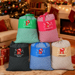 Personalized Plaid Christmas Reindeer Snowflake Christmas Gift Bag with Name and Initial Christmas Gift for Child Boy Girl