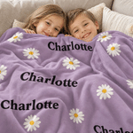 Personalized Playful Star Daisy Heart Moon Soft Throw Blanket with Name Home Decor Birthday Anniversary Gift for Children 2