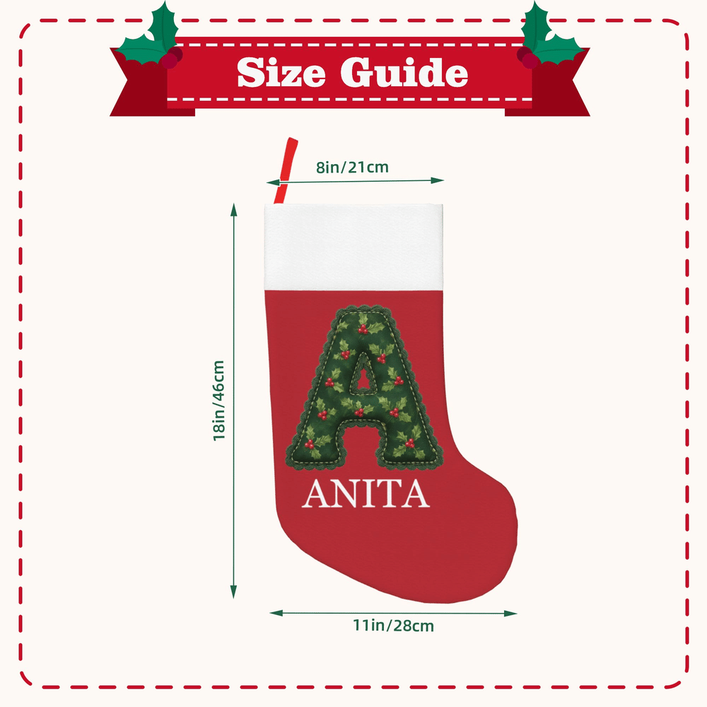 Calza natalizia personalizzata con iniziali multicolori a tema natalizio e nome – Decorazione per la casa – Regalo di Natale per bambini e famiglia 8