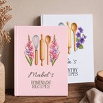 Personalised Minimalist Embroidery Effect Artwork Birth Flower Notebook with Name Kitchen Use Birthday Gift for Cooking Lovers Mum