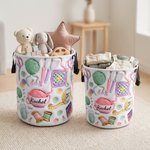 Personalised 3D Effect Yarn Crochet Hook Knitted Pattern Large Waterproof Laundry Storage Basket with Name Handle Birthday Gift for Knitting Lovers