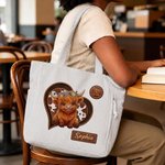Personalized Highland Cow Large Capacity Corduroy Tote Bag with Name Daily Use Birthday Chirstmas Gift for Women 6