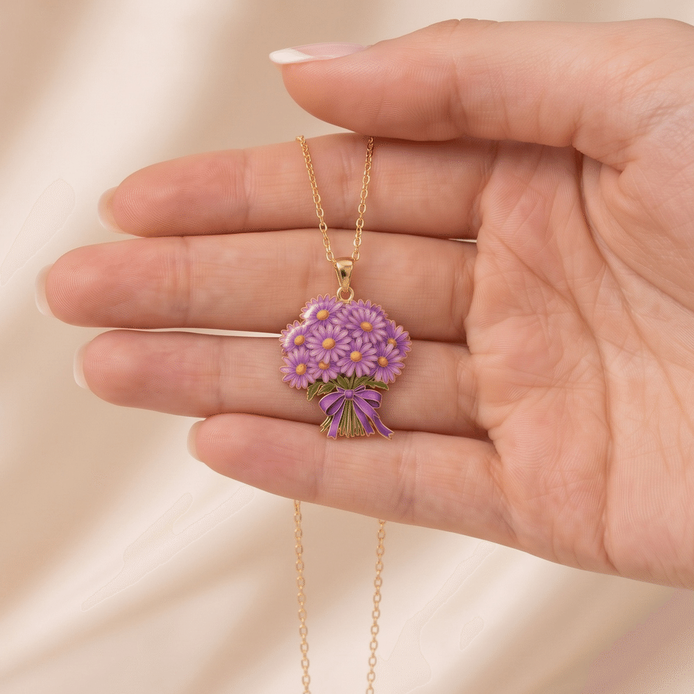 Personalised Vintage Watercolor Style Birth Flower Sterling Silver Necklace with Text Dainty Jewellery Christmas Anniversary Birthday Gift for Woman 6