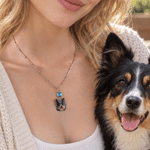 Personalized Birthstone Name Charm Glitter Pet Portrait Photo Pendant Necklace Birthday Gift for Dog Cat Lovers