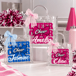 Personalized Cheer Bow Cheerleading Theme Clear Gift Bag with Name and Ribbon Cheer Competition Birthday Gift for Cheerleaders Girls